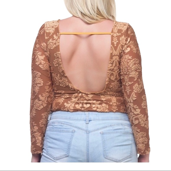 Brocade Backless Bodysuit - Picture 6 of 6